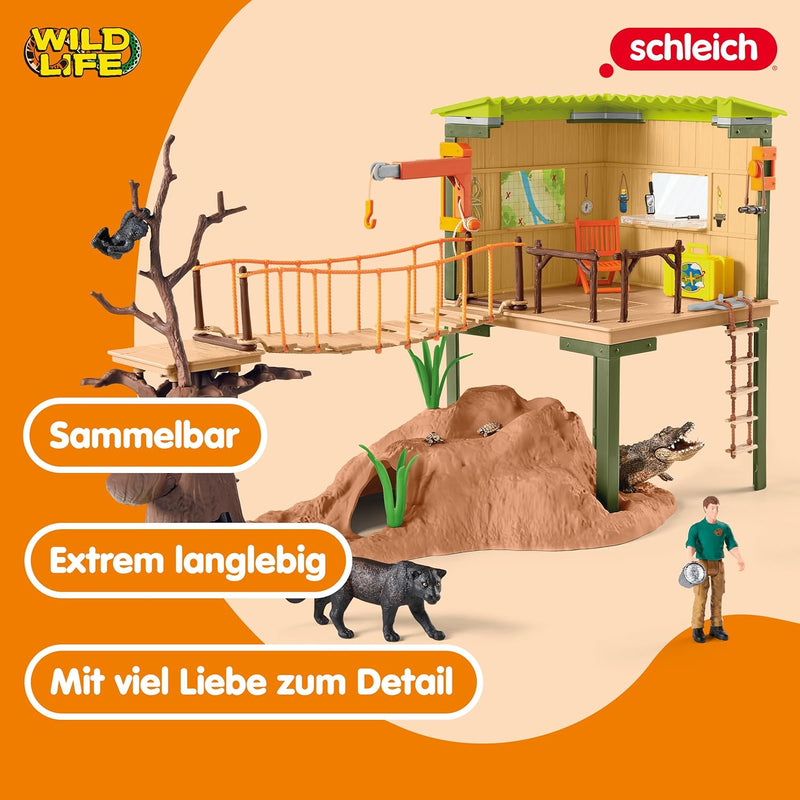 schleich 42507 Wild Life Abenteuerstation (NatGeo), für Kinder ab 3+ Jahren, WILD LIFE - Spielset ne