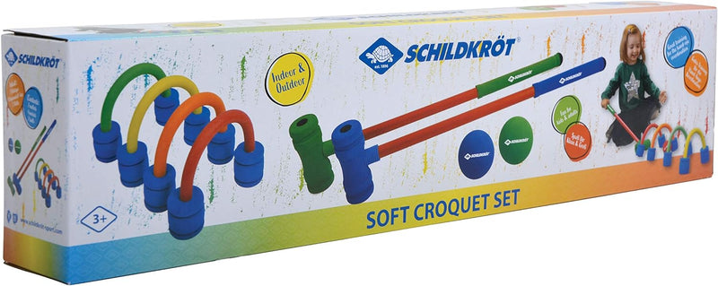 Schildkröt Soft Croquet Set, komplettes Krocket Set mit 2 Schlägern, 4 freistehenden Toren und 2 Bäl
