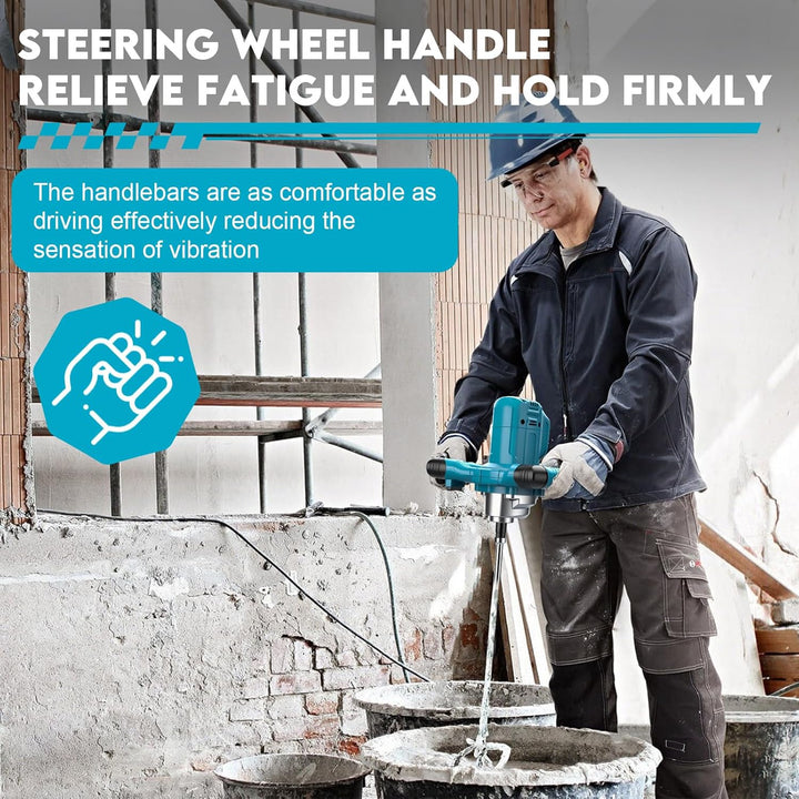 Akku Rührwerk für Farbe und Beton, Kompatibel mit Makita 18V Akku, Elektrischer Mörtelrührer mit 6 G