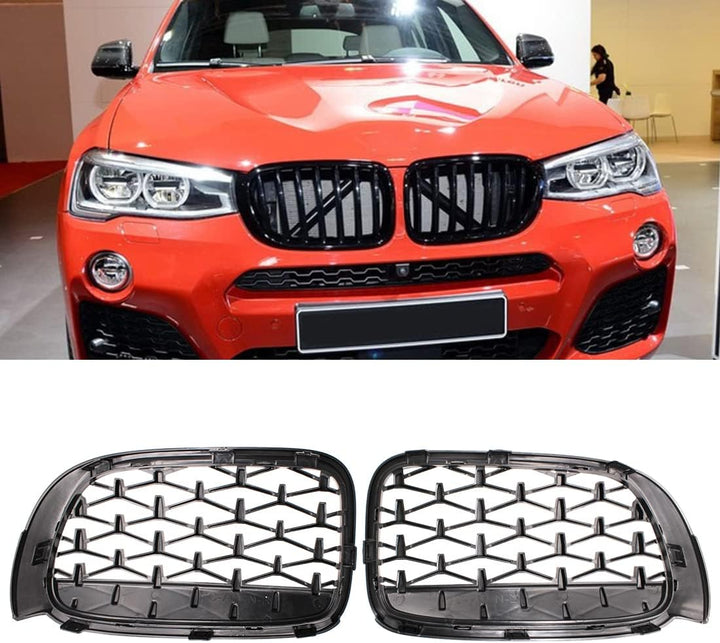 HZYCKJ Front Kühlergrille für BMW F26 X4 F25 LCI X3 Facelift 2014-2018 Diamond Nierengrill Grills Au