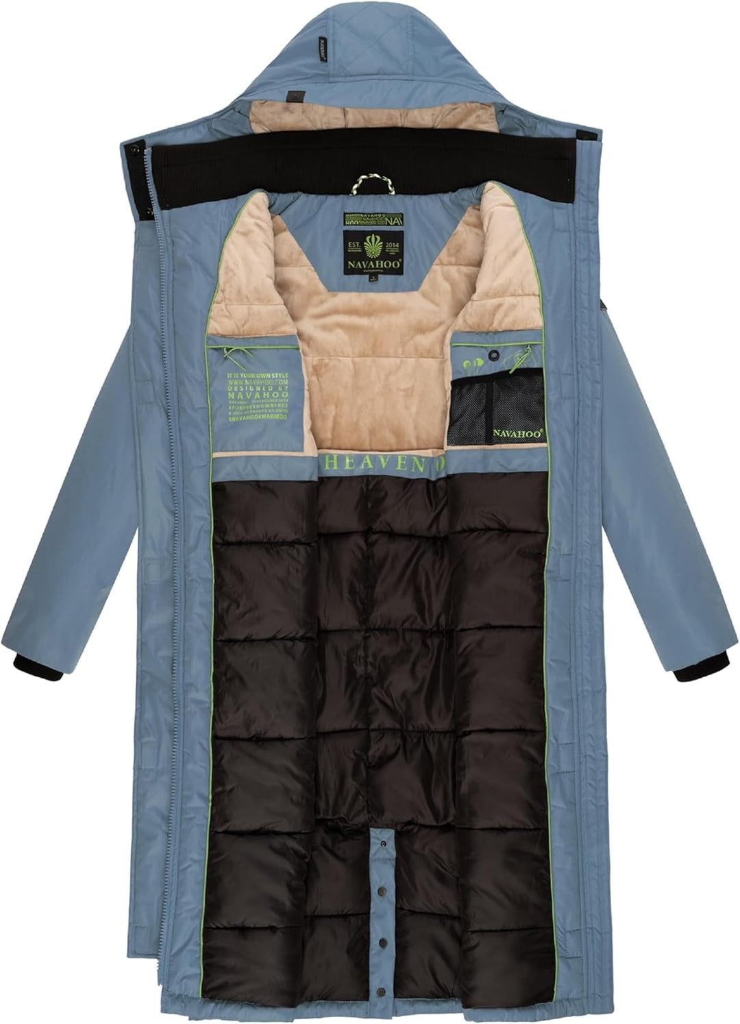 Navahoo Damen Wintermantel Warmer Parka lang mit hohem Kragen und weicher Kapuze Hokulanii XS-XXL M