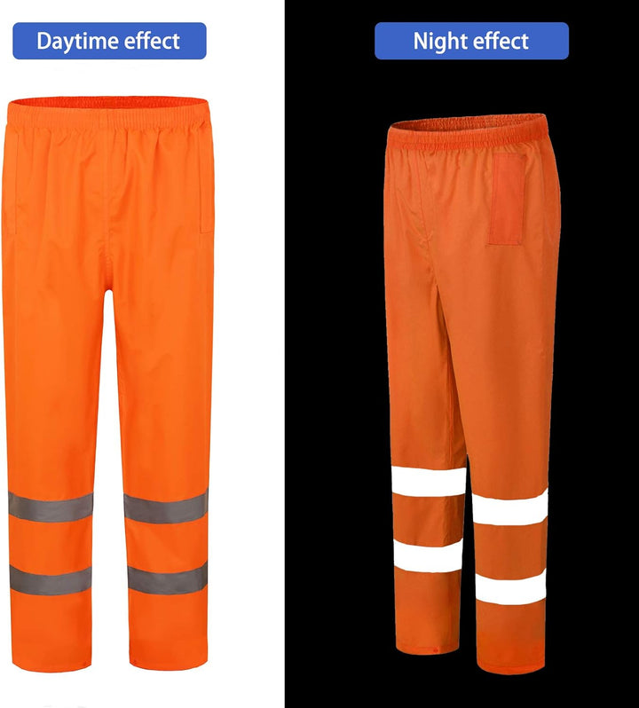 AYKRM Regenhose Fahrrad Warnschutz Regen-Latzhose, warnregenhose Arbeitshose Regenhosen für Herren L
