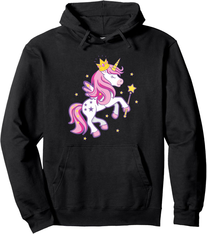 Prinzessin Einhorn Unicorn Krone Sterne Stab Pink Geschenk Pullover Hoodie