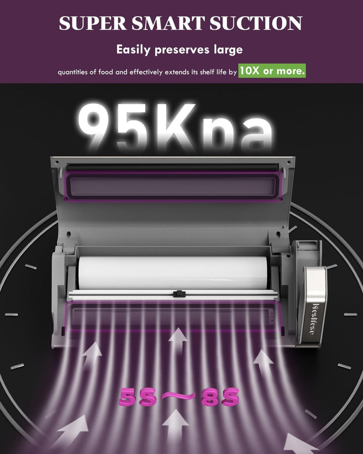 Mesliese Vakuumiergerät 95kPa 140W, 20L/min, Doppelsiegel | Doppelsiegelbalken, eingebauter Cutter &amp;
