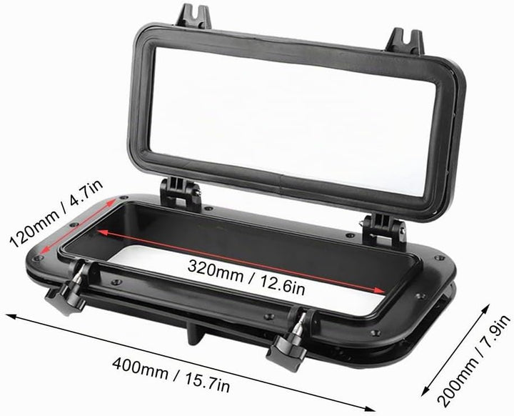 Ladieshow Boot Bullauge 4mm Öffnung Portlight Rechteckiges Bullauge Temperglas UV-beständige Fenster
