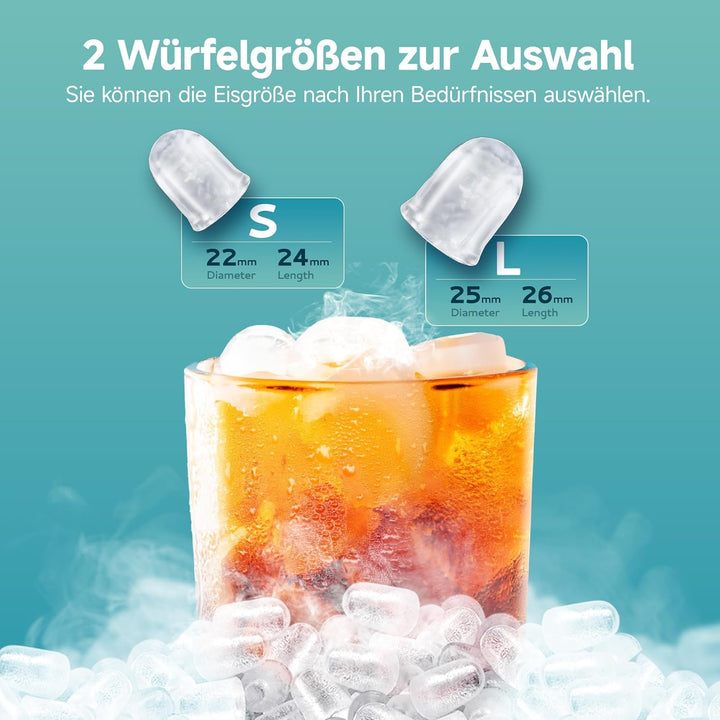EUHOMY Eiswürfelmaschine Klein, 9 Würfel in 6 Minuten Bereit, 12 Kg/Day, Selbstreinigend, Tragbare E