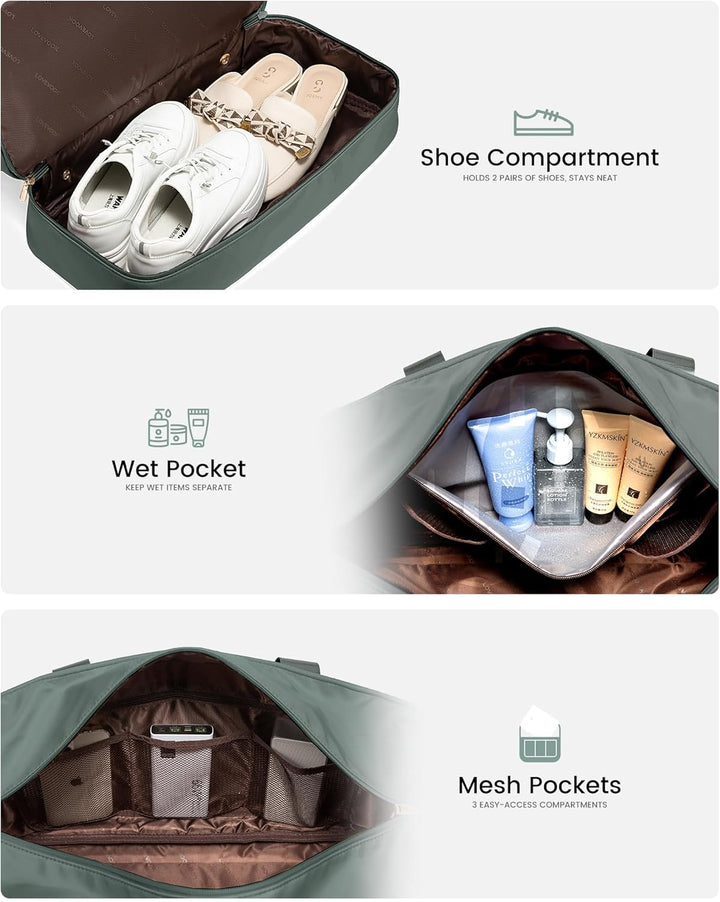 LOVEVOOK Reisetasche Damen Gross, Wasserdicht Weekender Travel Bag mit Schuhfach, Duffle Bag Klinikt