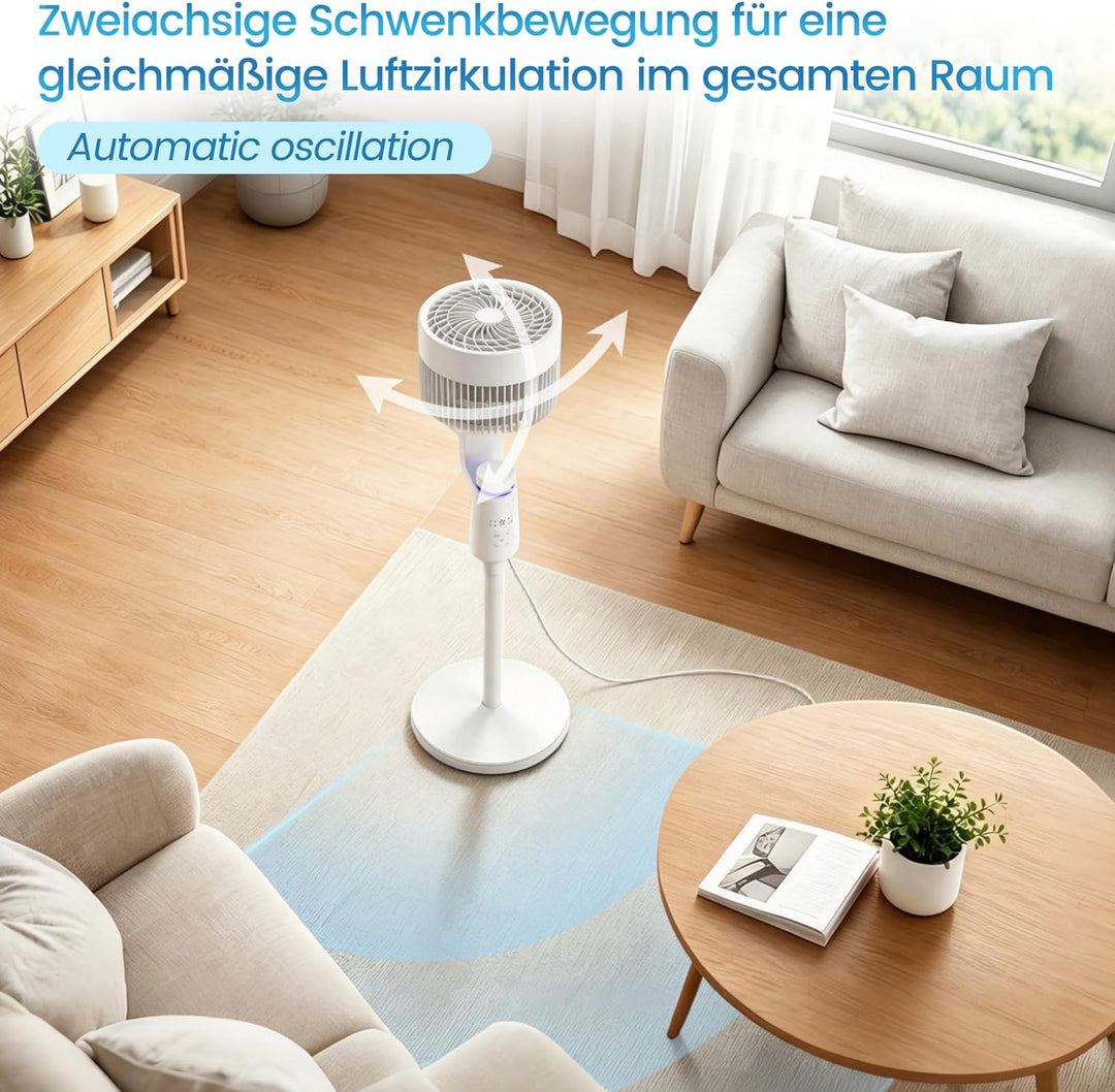 LZQ Standventilator leise 40W Turmventilator mit Fernbedienung, 3 Stufen & 3D Oszillation, Bodenvent
