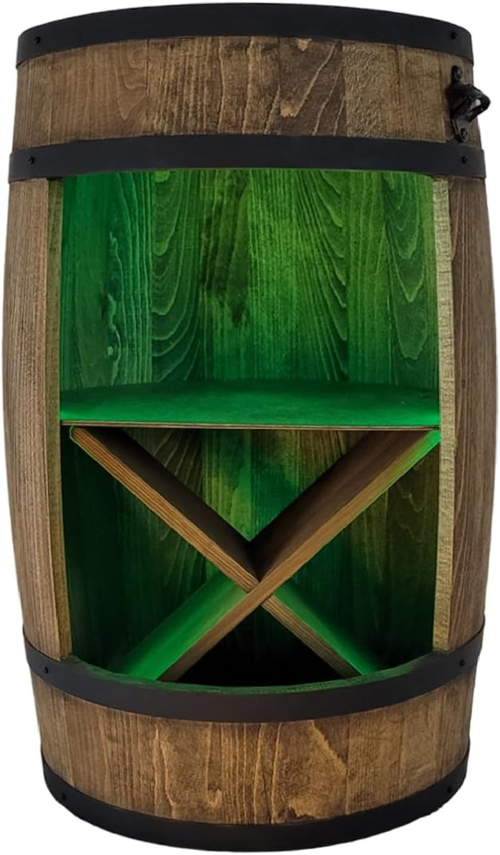 weeco Holzfass mit Flaschenöffner und Weinregal. Fassbar 80cm - Rustikale deko Barschrank - Hausbar