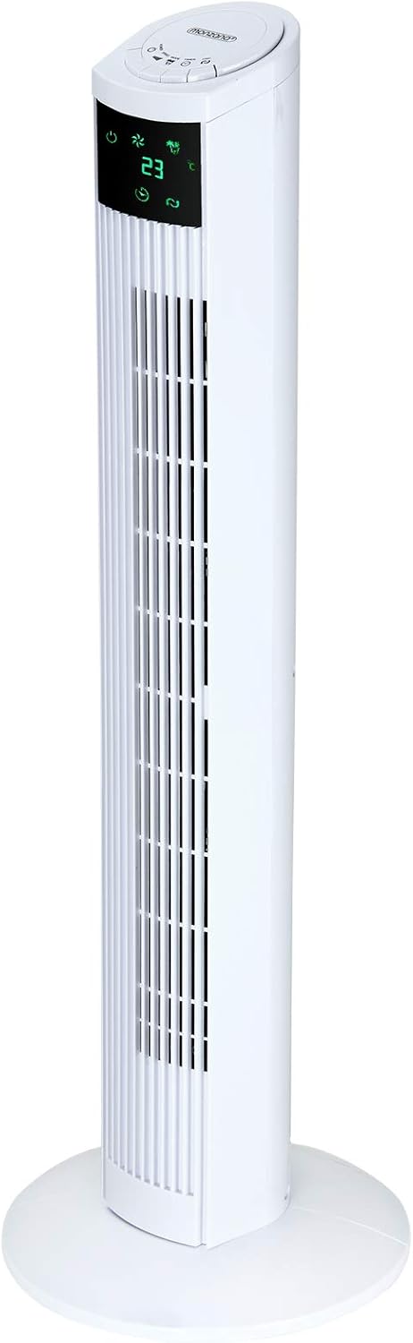 Monzana® Turmventilator mit Fernbedienung 3 Geschwindigkeitsstufen digitales Display weiss - Säulenv