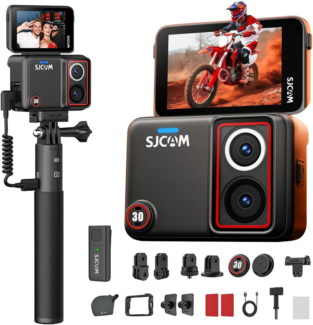 SJCAM SJ30 8K/20FPS,4K/60FPS Vlog Kamera mit Nachtsicht Dual-Objektiv & Wireless Mikro,7H Akku-Griff