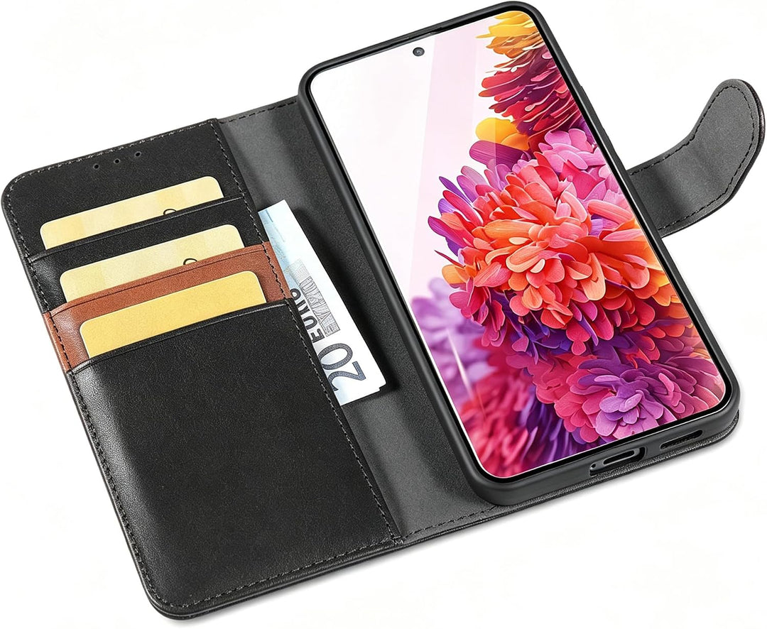 LENSUN Echtleder Hülle für Samsung Galaxy S20 FE 4G/5G, Handyhülle [Echtes Leder] [Magnetverschluss]