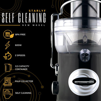 STARLYF Leistungsstarke Saftpresse, 600 W, 2 Geschwindigkeiten, BPA-frei, für die Küche, Explulsa Fr