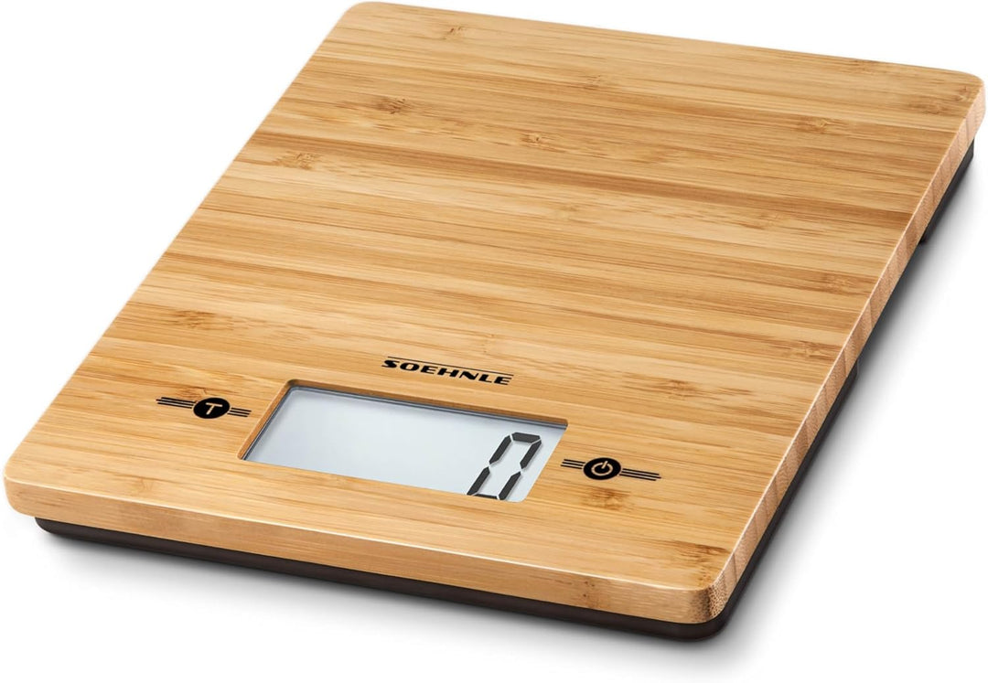 Soehnle Bamboo, digitale Küchenwaage, hochwertige und natürliche Haushaltswaage aus echtem Bambus, e