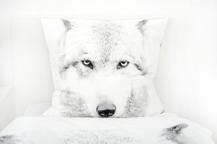 Klaus Herding GmbH Bettwäsche Set mit Wolf 135 x 200 cm 80 x 80 cm 100% Baumwolle