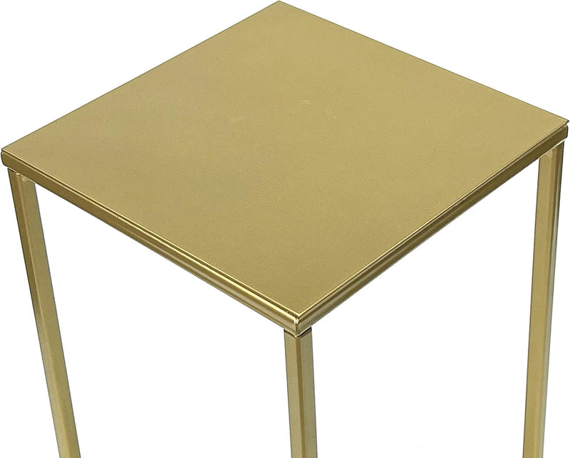 DanDiBo Blumenhocker Metall Gold Eckig 82-42 cm Blumenständer Beistelltisch 96406 Blumensäule Modern