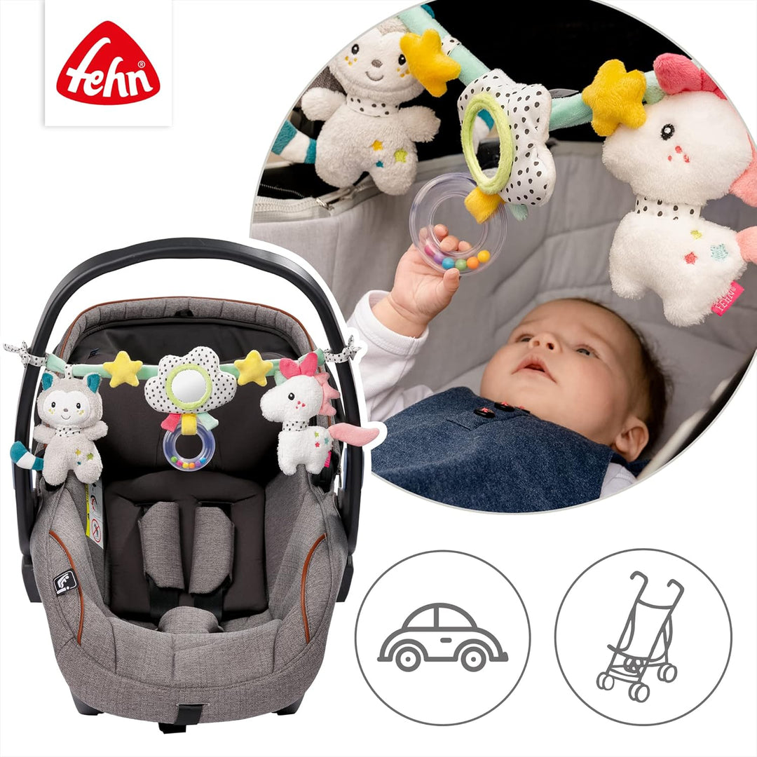 Fehn Kinderwagenkette Spielzeug Aiko & Yuki – Baby Mobile Kette mit niedlichen Figuren zum Aufhängen