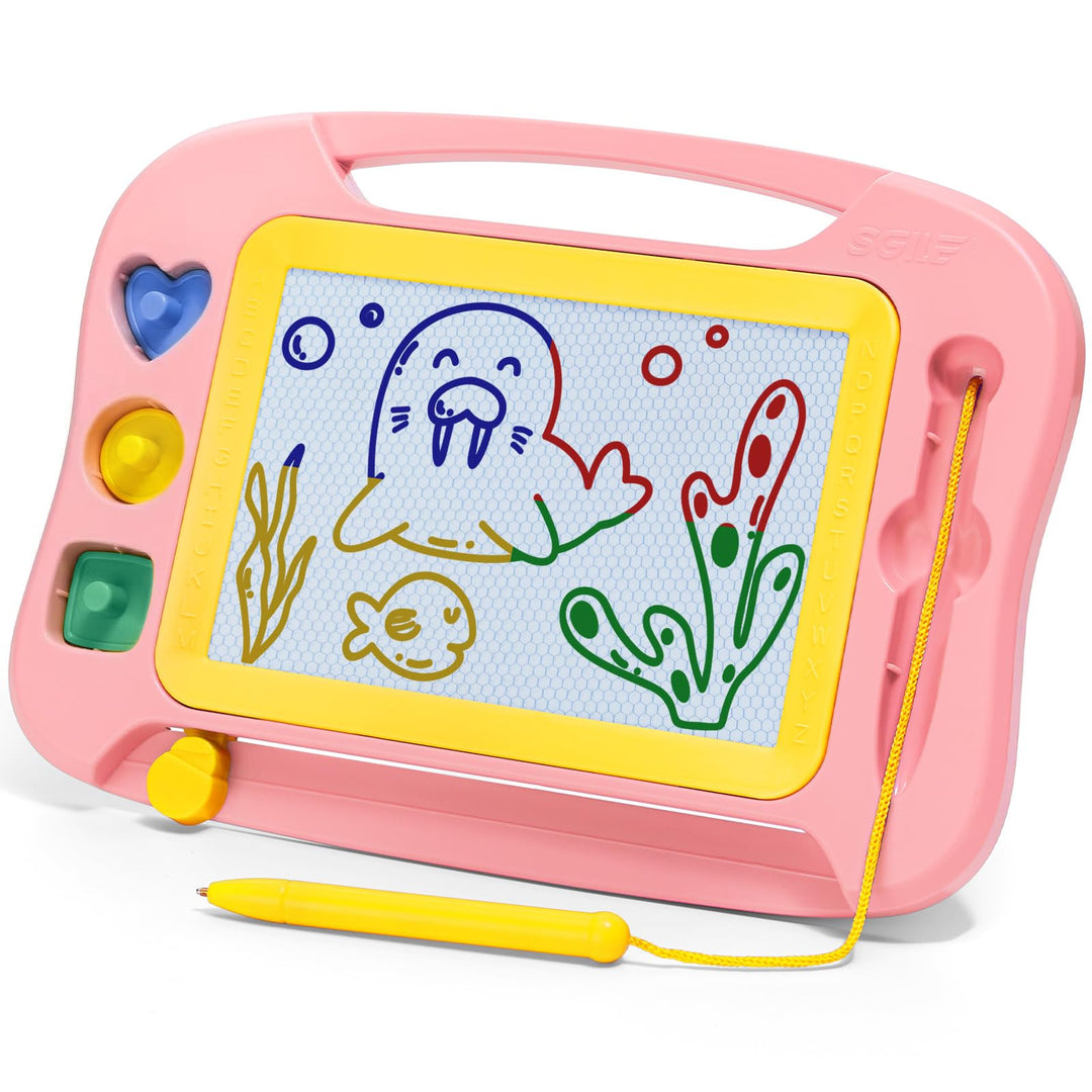 SGILE Magnetische Maltafel Zaubertafel Kinder, Magnet Magnettafel mit 4 Stempeln, Kreatives Spielzeu