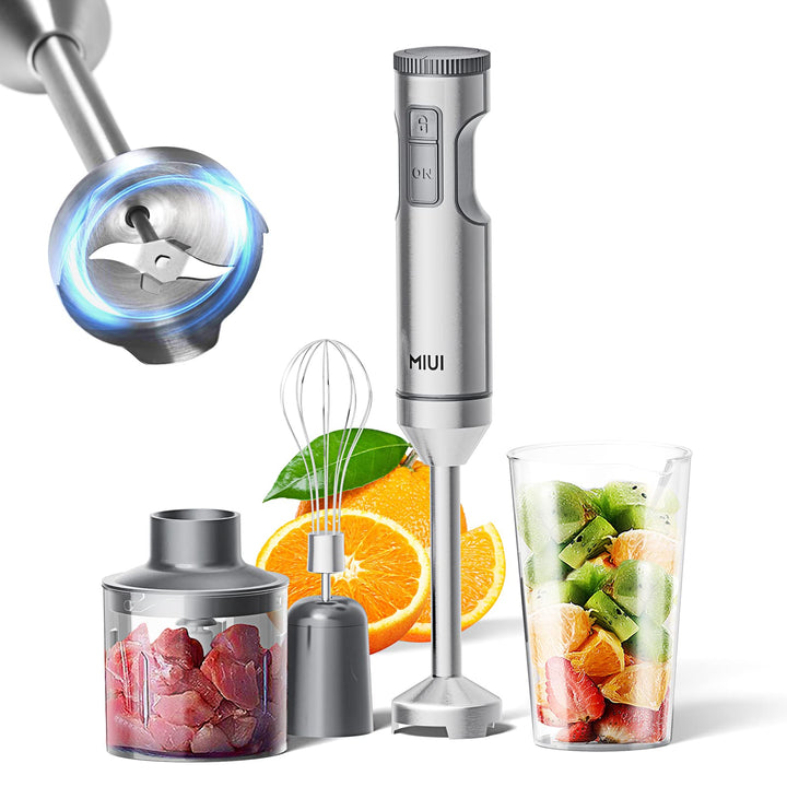MIUI Stabmixer Edelstahl – Mixer für Küchenhandmixer-Set, 14-Gang-Edelstahlklinge und Körperhandstab