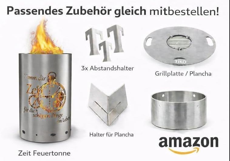 Feuertonne Feuerkorb mit Zeit Motiv - Nimm dir Zeit für die schönen Dinge im Leben - Gartenfeuer Lag