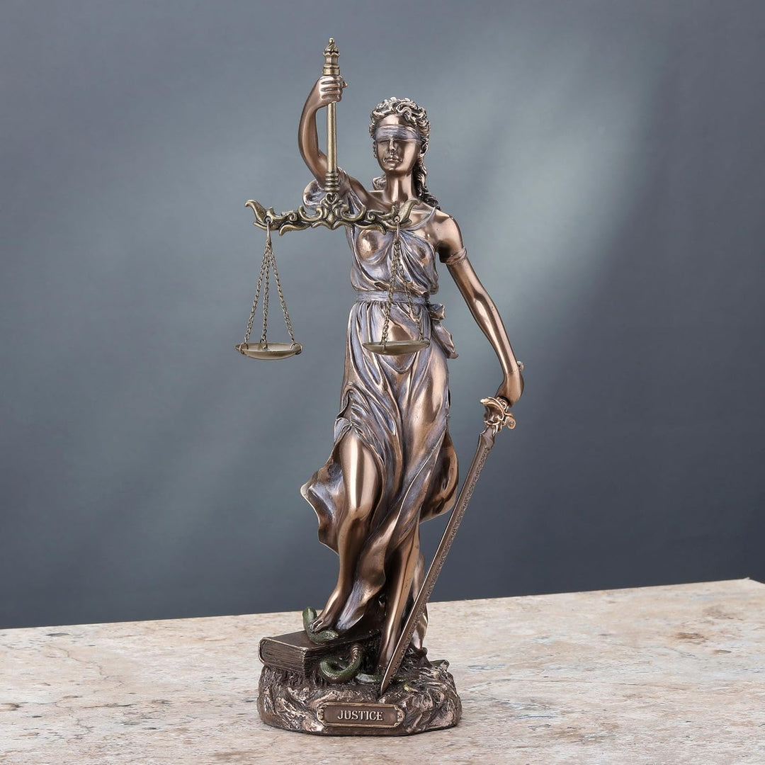 Cold Cast Bronze Cardinal Virtues Our Lady of Justice Statue Figurine, 11 3/4 Inch by Studio Collect