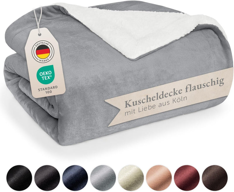 Blumtal Premium Sherpa Kuscheldecke 150 x 200 cm - warme Decke Oeko-TEX® zertifizierte Dicke Sofadec