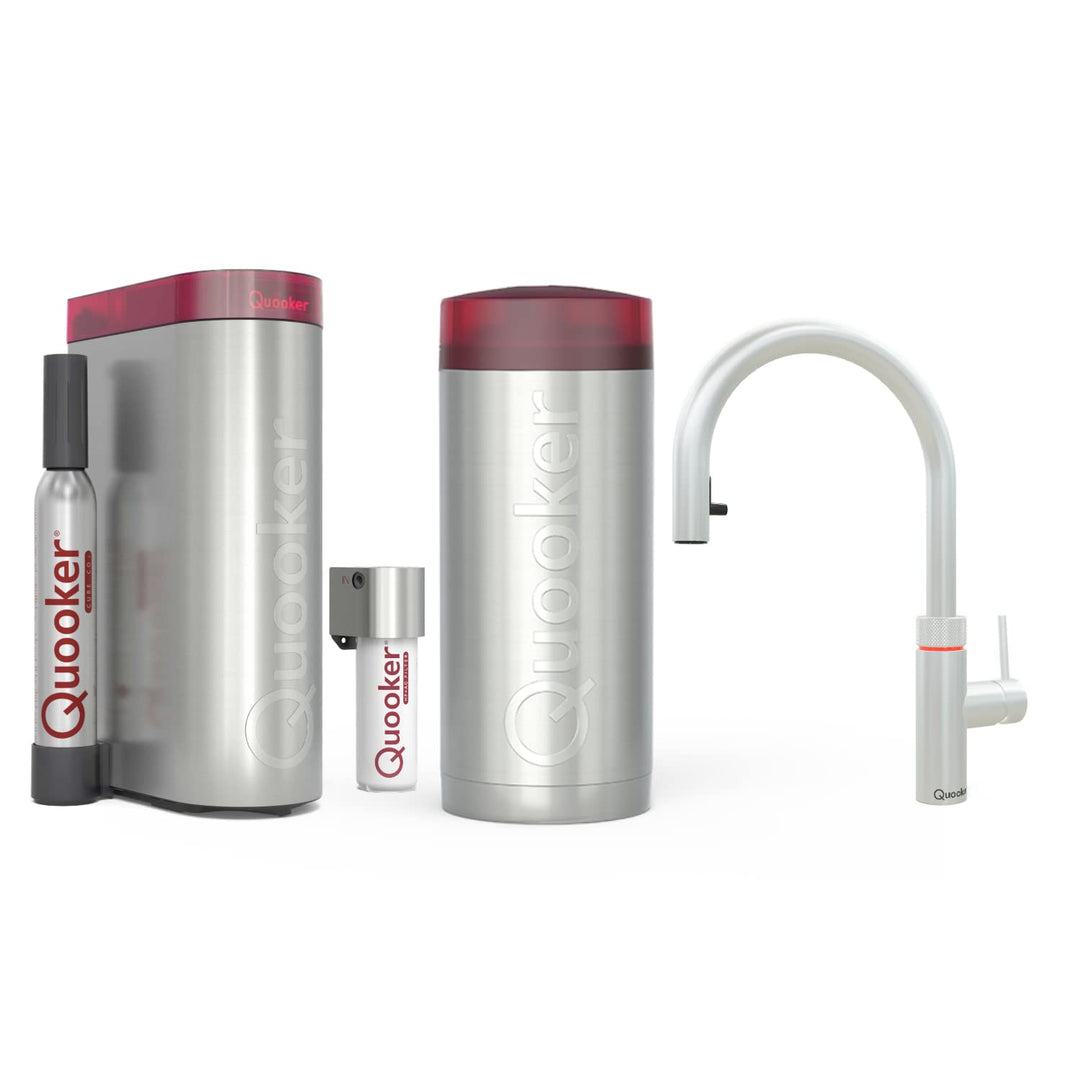 Quooker mit Reservoire COMBI und CUBE kochend Wasserhahn (Flex, Voll-Edelstahl) Flex Voll-edelstahl,
