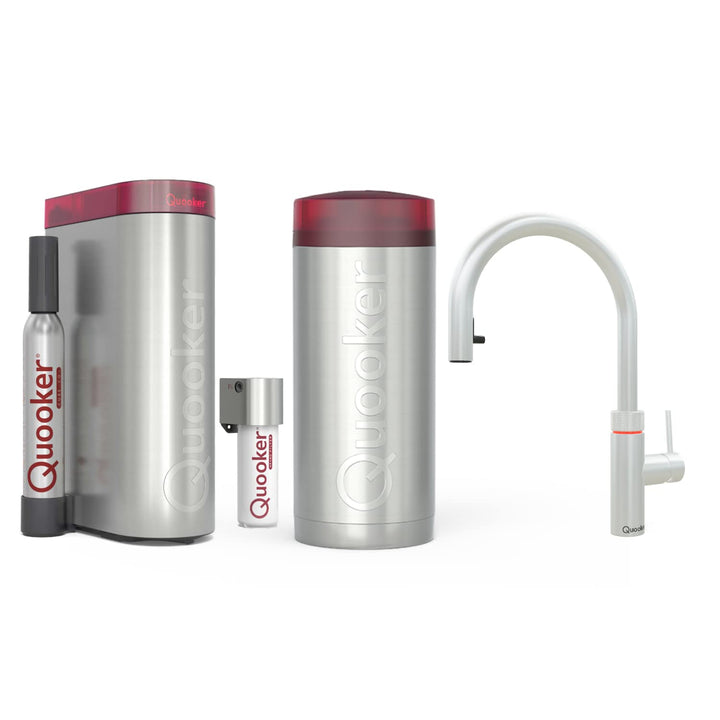 Quooker mit Reservoire COMBI und CUBE kochend Wasserhahn (Flex, Voll-Edelstahl) Flex Voll-edelstahl,