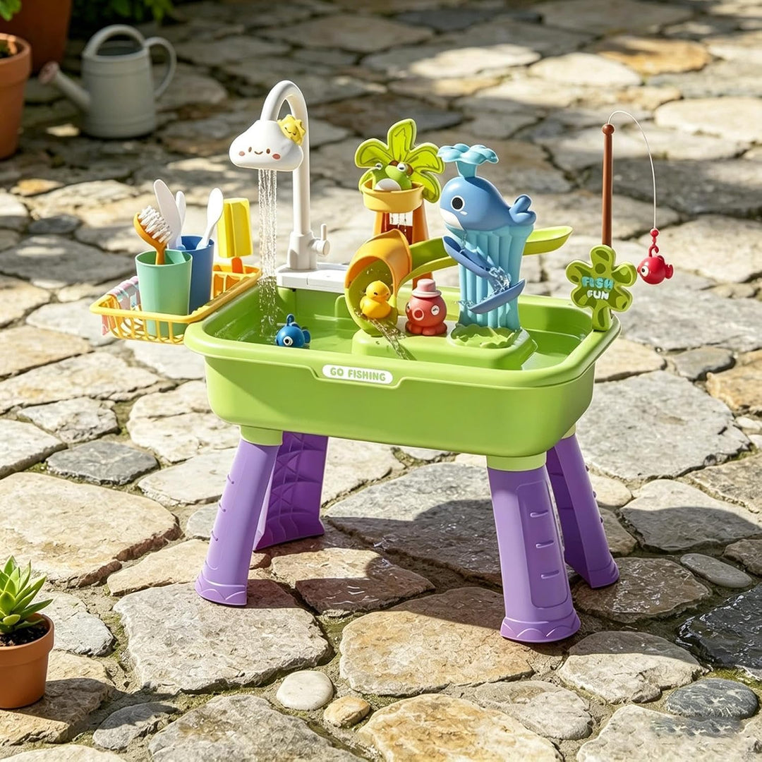 Wasserspieltisch, Kinder Wassertisch Sommerspielzeug Mit Angelspielen, Fliessendem Wasser Und Wasser