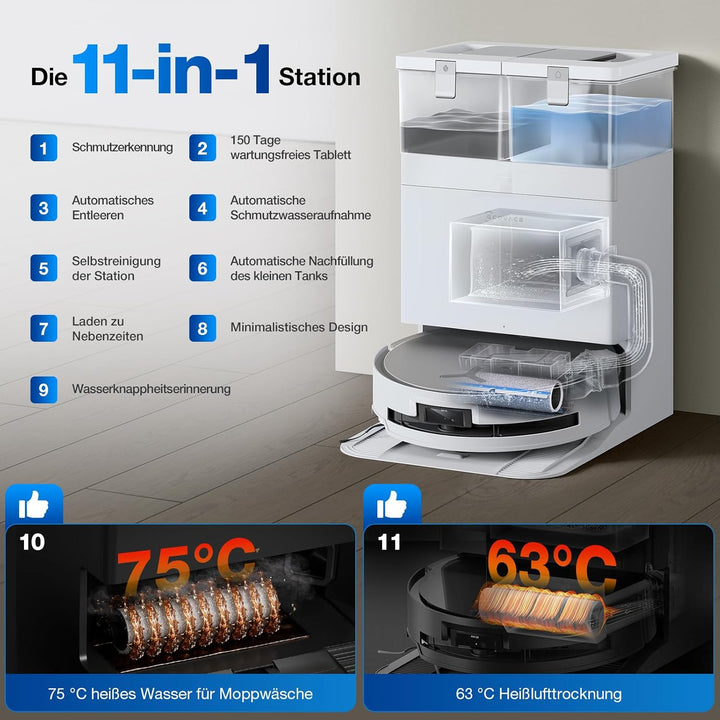 ECOVACS DEEBOT X8 Omni Saugroboter mit Wischfunktion, 18.000 Pa, OZMO Roller Wischwalze mit kontinui