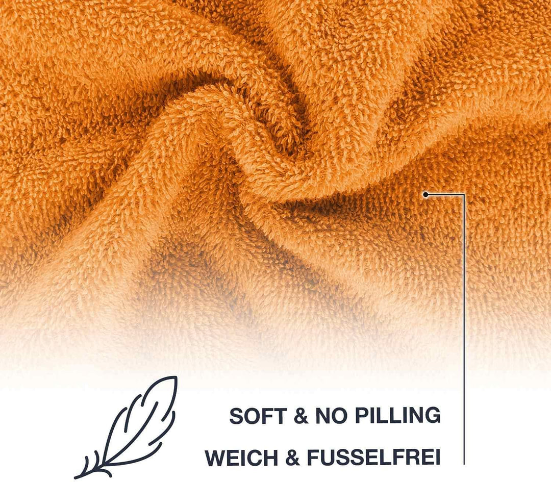 WohnDirect Duschtuch Set 2 teilig - 2 Badetücher (70x140) - Frottee 100% Baumwolle - Orange 2 Badetü