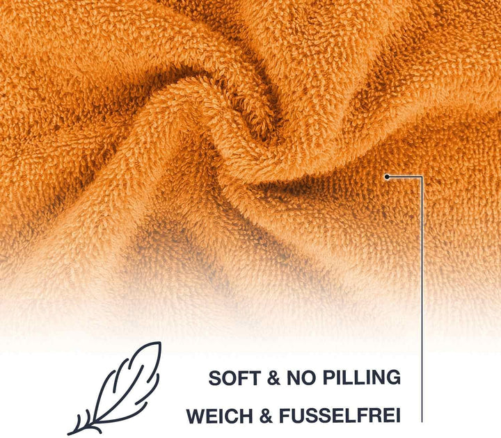 WohnDirect Duschtuch Set 2 teilig - 2 Badetücher (70x140) - Frottee 100% Baumwolle - Orange 2 Badetü