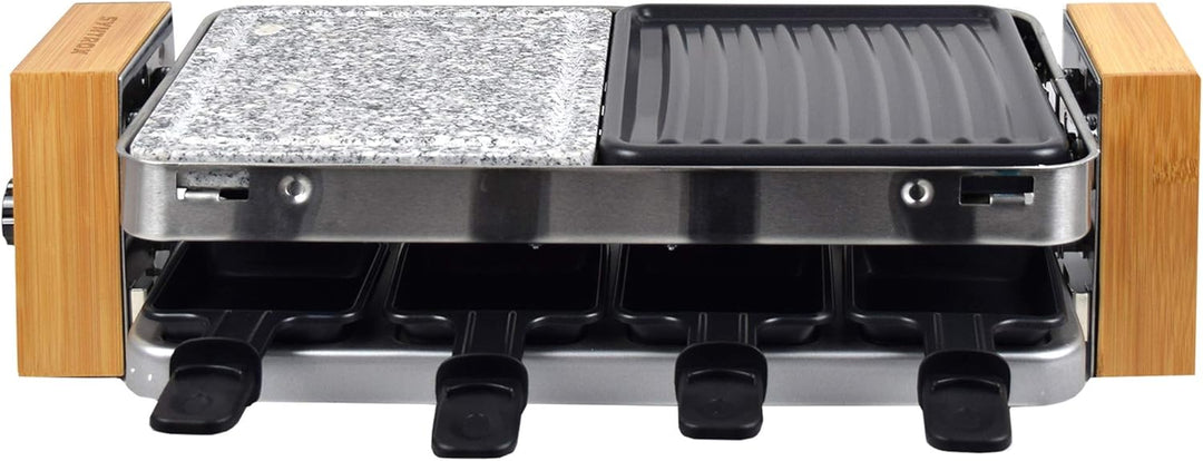 Syntrox Germany RAC-1500WB Lugano Raclette mit 4 Platten mit antihaftbeschichteter Grillplatte und N