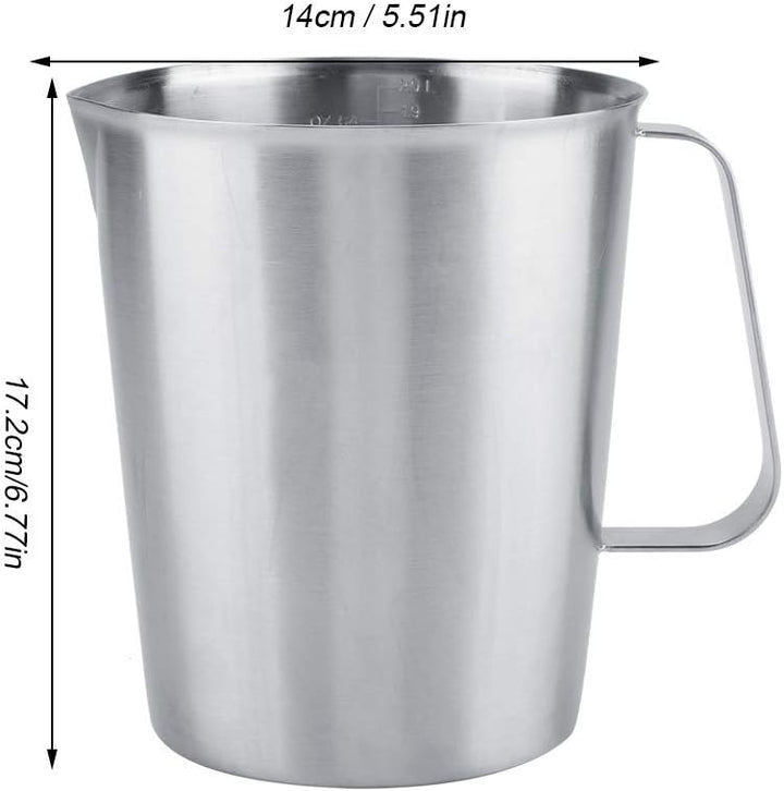 Edelstahl Messbecher, 2000ml Messkanne aus Edelstahl mit Griff, Milchkanne Edelstahl mit Skalen