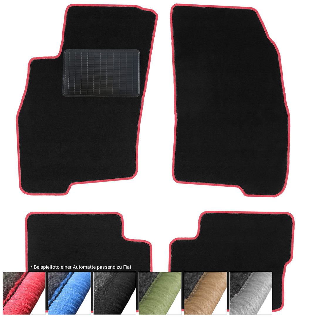 moto-MOLTICO Fussmatten Auto Velours Autoteppiche Schwarz Automatten Set 4-teilig passend für FIAT P