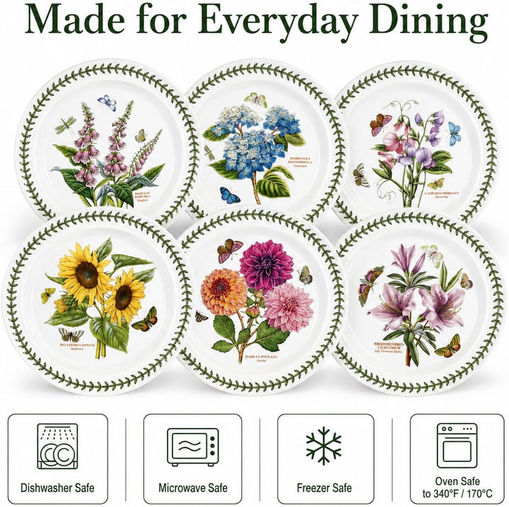 Portmeirion Botanic Garden 25,4 cm Abendessen Teller – Set von 6 Rose, Rose