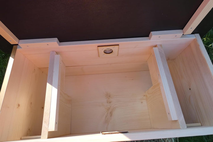 Igelfutterhaus mit Beobachtungsfenster 80cm x 40cm x 32cm Igelhotel 18mm Vollholz Witterungsbeständi