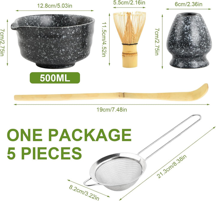 5 in 1 Matcha Set Japanisches Matcha Tee Set mit Matcha Besen, Matcha Schale mit Ausgiesser, Matcha