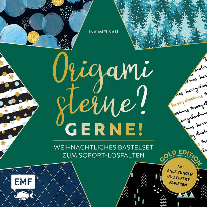 Origamisterne? Gerne! – Gold Edition – Weihnachtliches Bastelset zum Sofort-Losfalten: Mit Anleitung