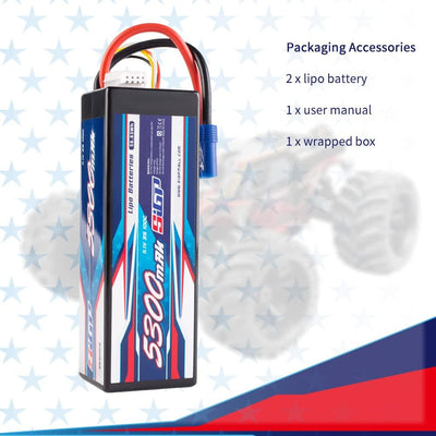 SIGP 3S 11.1V 5300mAh Lipo Battery 100C Hard Case with Deans EC5 Plug for RC Car Truck Boat Vehicles