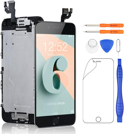 Yodoit Komplett Display für iPhone 6 LCD Bildschirm vormontiert 4.7" Schwarz mit homebutton, Montage