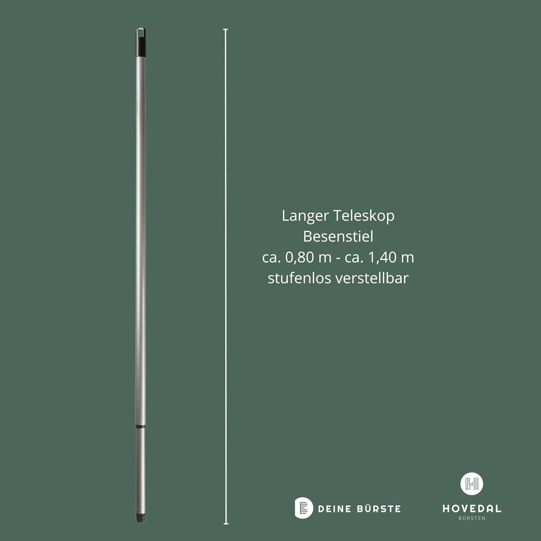 2x Besenstiel Teleskopstiel, 80 cm - 140 cm, Lange, stabile Teleskop Besenstiele mit Gewinde, Stiel