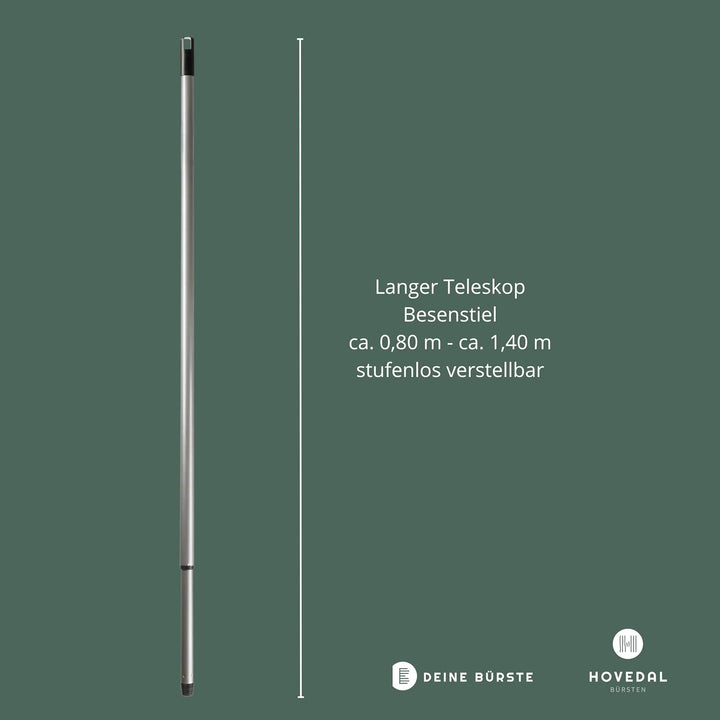 2x Besenstiel Teleskopstiel, 80 cm - 140 cm, Lange, stabile Teleskop Besenstiele mit Gewinde, Stiel