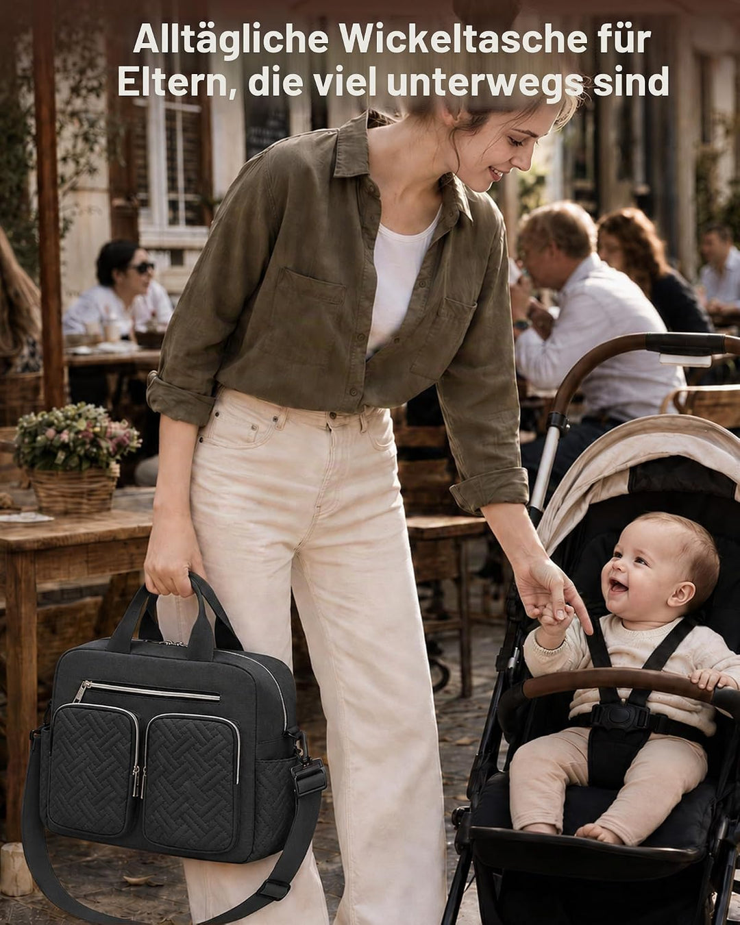 KONO Baby-Wickeltasche, stilvoll, für Mama und Papa, wandelbare Reisetasche mit isolierten Taschen