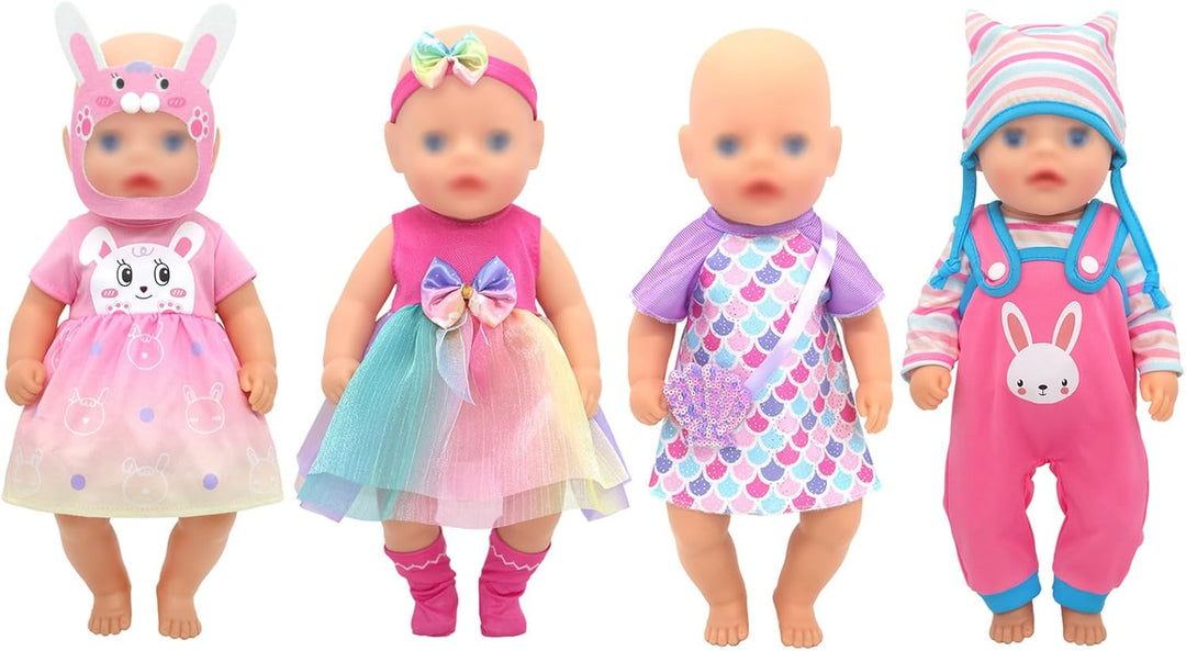 Puppenkleidung Puppenkleider Set mit Mantel Stirnband und Socken für 30-36 cm Puppen, 4-Packungen