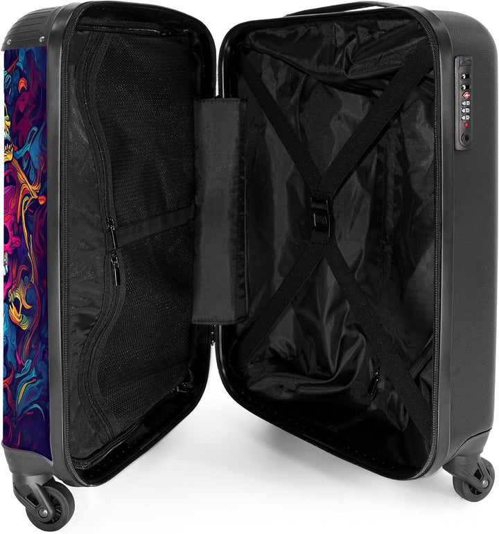 NoBoringSuitcases.com® Koffer Handgepäck Trolley Rollkoffer Kleine Reisekoffer mit 4 Rollen - Totenk