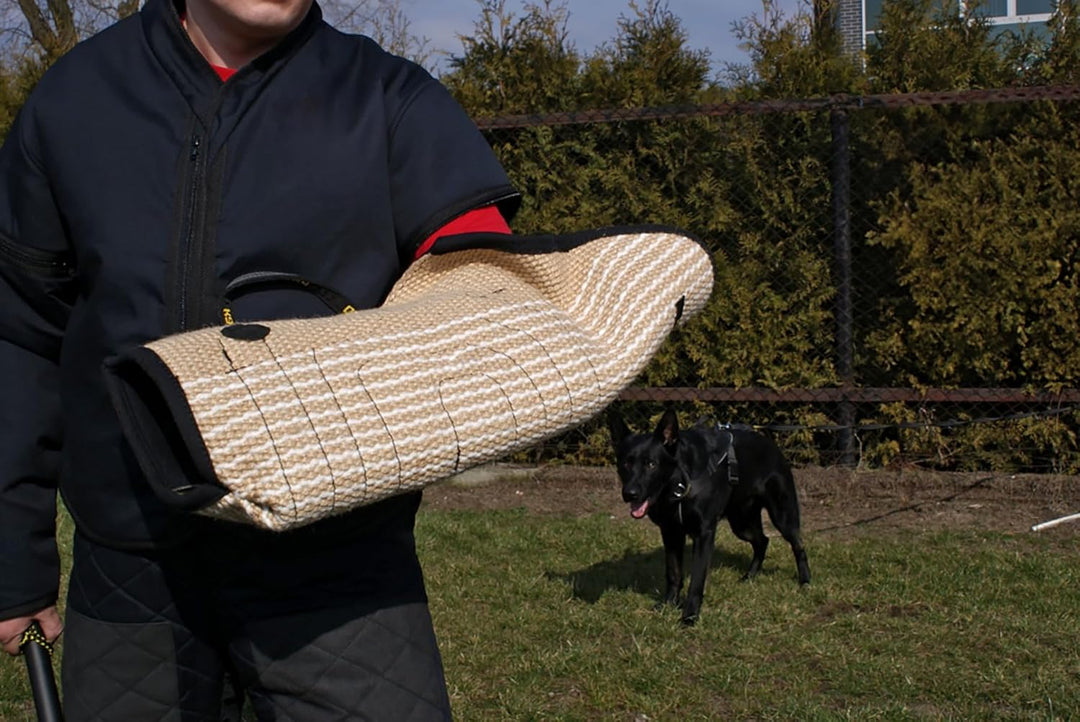 Dingo Gear Schutzärm mit Griff Handarbeit Universal Schutz für Training Hunde Natürliche Jute Härte