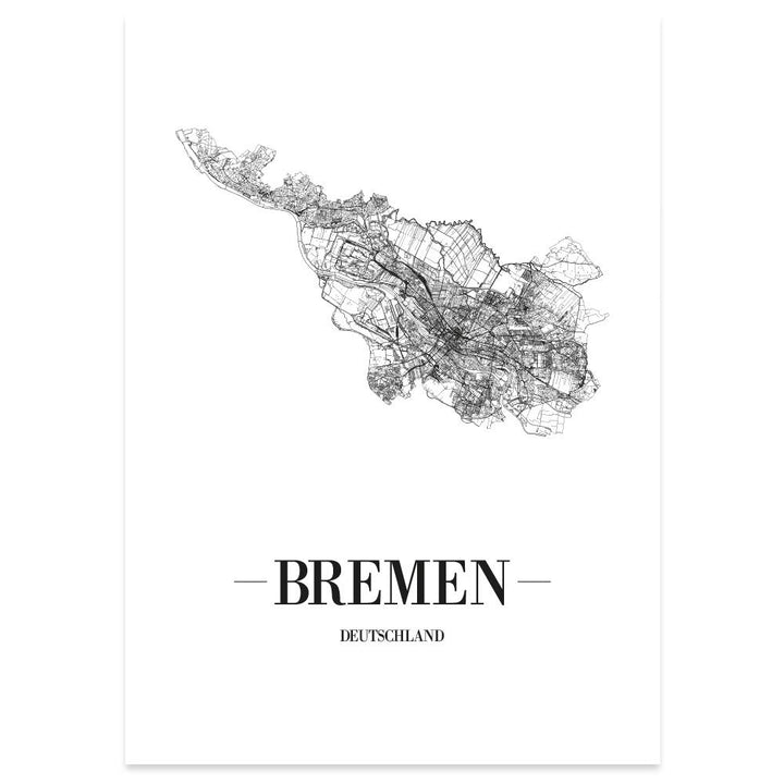 JUNIWORDS Stadtposter, Bremen, Wähle eine Grösse, 60 x 90 cm, Poster, Schrift A, Weiss 60 x 90 cm Sc