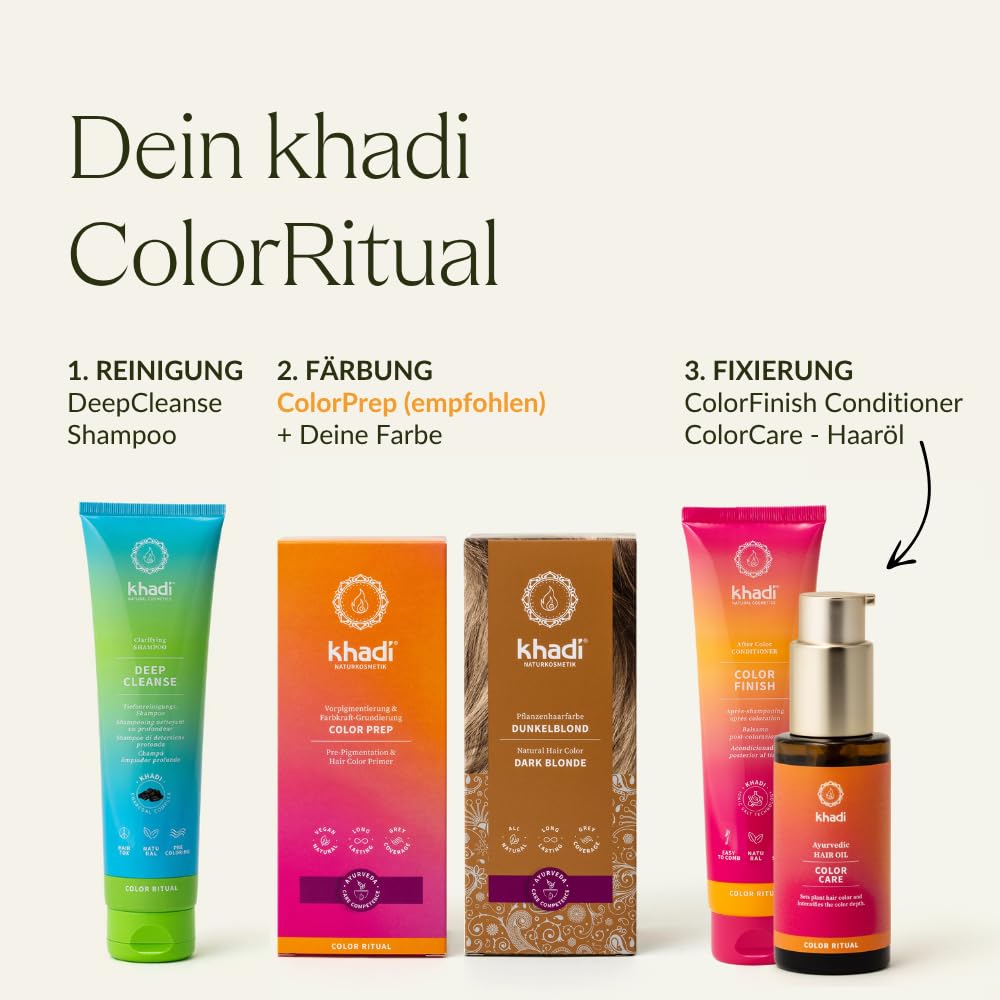 khadi DUNKELBLOND Pflanzenhaarfarbe - Haarfarbe für mattes, mittleres Aschblond bis zu sattem Dunkel