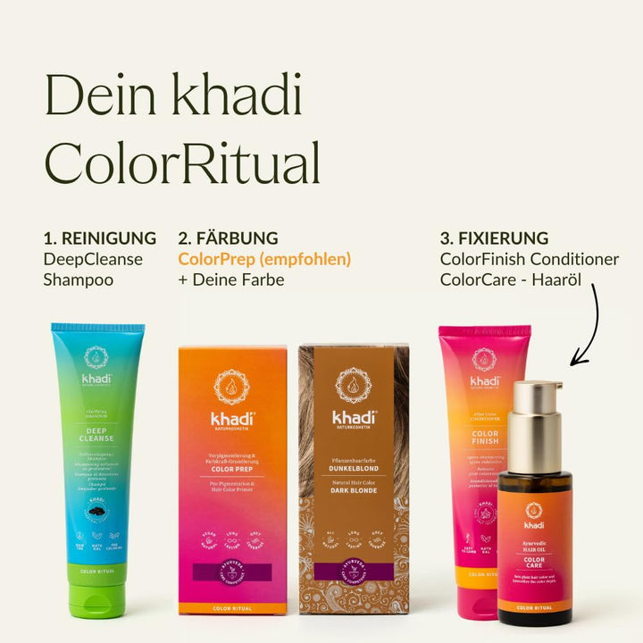 khadi DUNKELBLOND Pflanzenhaarfarbe - Haarfarbe für mattes, mittleres Aschblond bis zu sattem Dunkel